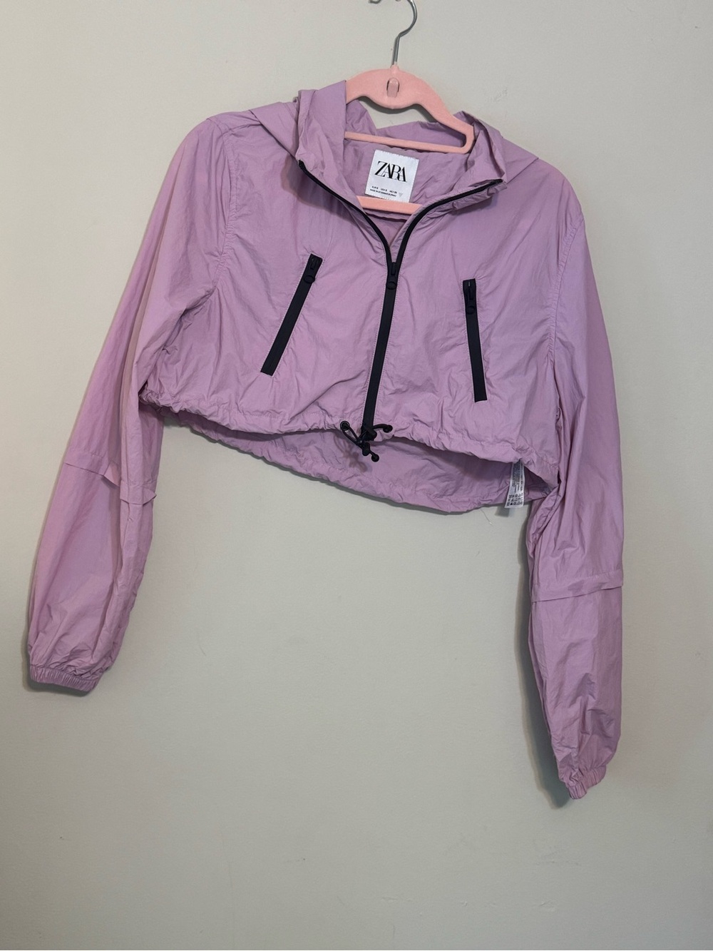 Zara Lavender Cropped Windbreaker Jacket Sz S